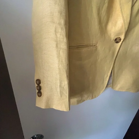 sunny yellow linen jacket, Talbots, size 12 - Picture 3 of 7